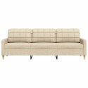 3-OSOBOWA SOFA KREMOWA 210CM TAPICEROWANA TKANINĄ