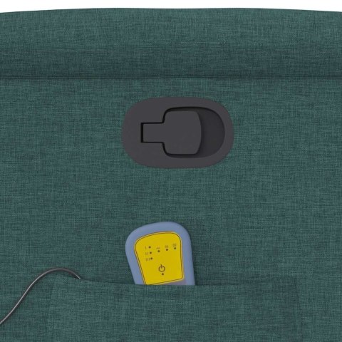 ROZKŁADANY FOTEL MASUJĄCY CIEMNOZIELONY OBITY TKANINĄ