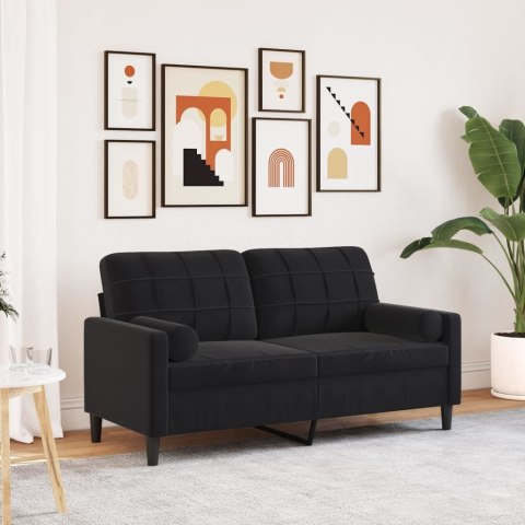 2-OSOBOWA SOFA Z PODUSZKAMI CZARNA 140CM AKSAMIT
