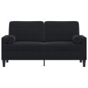 2-OSOBOWA SOFA Z PODUSZKAMI CZARNA 140CM AKSAMIT