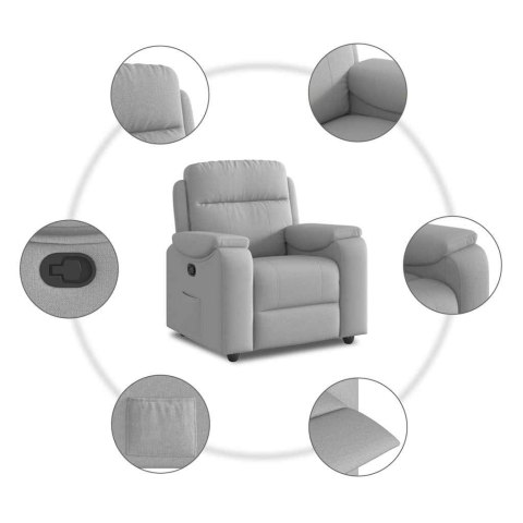 FOTEL ROZKŁADANY SZARY OBITY TKANINĄ