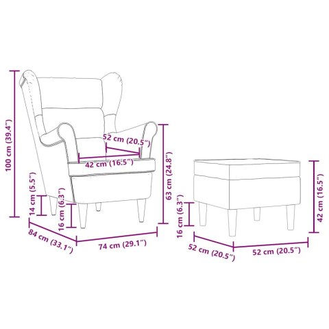 FOTEL Z PODNÓŻKIEM JASNOSZARY TAPICEROWANY TKANINĄ