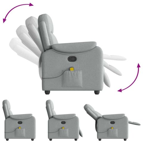 ROZKŁADANY FOTEL MASUJĄCY JASNOSZARY OBITY TKANINĄ