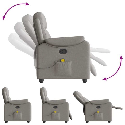 ROZKŁADANY FOTEL MASUJĄCY TAUPE OBITY TKANINĄ