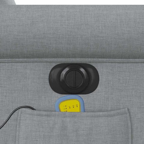 ROZKŁADANY FOTEL MASUJĄCY ELEKTRYCZNY JASNOSZARY TKANINA