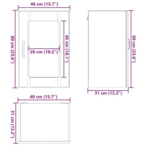 SZAFKA ŚCIENNA KUCHENNA ZE SZKLANYMI DRZWIAMI LUCCA BRĄZOWY DĄB 40X31X60