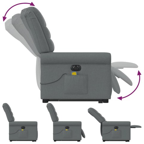 PODNOSZONY FOTEL MASUJĄCY ELEKTRYCZNY ROZKŁADANY CIEMNOSZARY