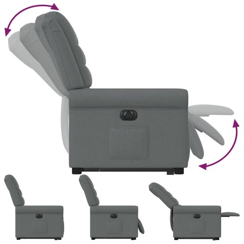 PODNOSZONY FOTEL MASUJĄCY ELEKTRYCZNY ROZKŁADANY CIEMNOSZARY