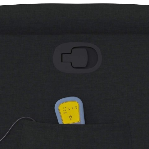 PODNOSZONY FOTEL MASUJĄCY ROZKŁADANY CZARNY OBITY TKANINĄ