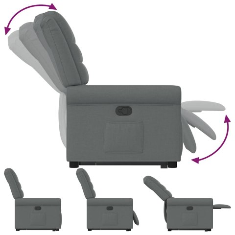 PODNOSZONY FOTEL ROZKŁADANY CIEMNOSZARY OBITY TKANINĄ