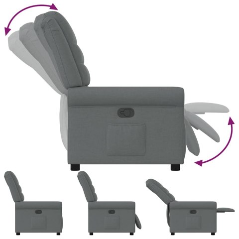 ELEKTRYCZNY FOTEL ROZKŁADANY CIEMNOSZARY OBITY TKANINĄ