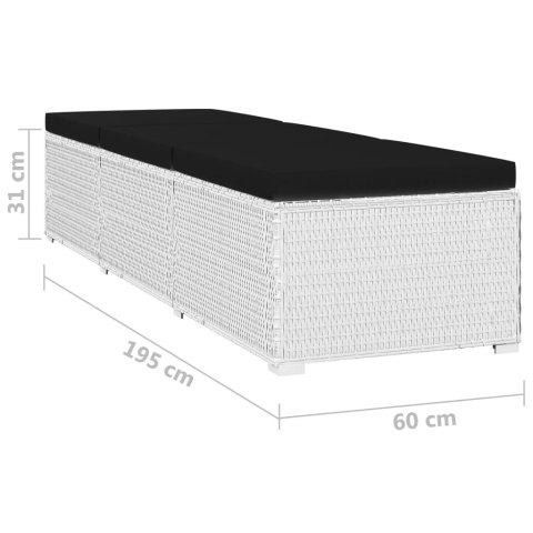 3-CZĘŚCIOWY ZESTAW LEŻAKI ZE STOLIKIEM POLIRATTAN BIAŁE