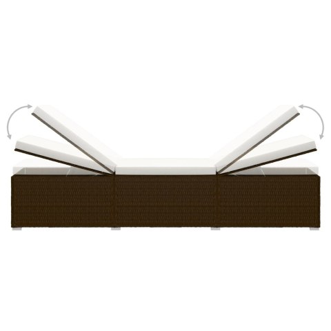 3-CZĘŚCIOWY ZESTAW LEŻAK ZE STOLIKIEM POLIRATTAN BRĄZOWE