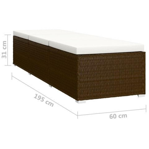 3-CZĘŚCIOWY ZESTAW LEŻAK ZE STOLIKIEM POLIRATTAN BRĄZOWE