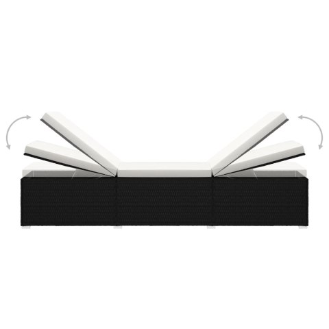 3-CZĘŚCIOWY ZESTAW LEŻAKI ZE STOLIKIEM POLIRATTAN CZARNE