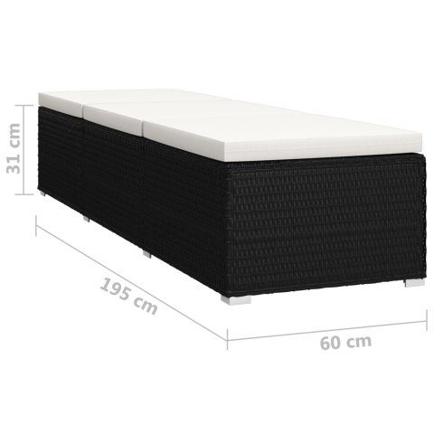 3-CZĘŚCIOWY ZESTAW LEŻAKI ZE STOLIKIEM POLIRATTAN CZARNE