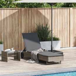 LEŻAK NA KÓŁKACH Z PODUSZKĄ SZARY POLIRATTAN