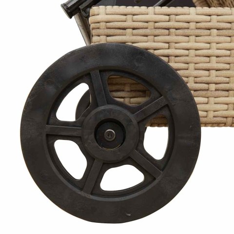 LEŻAK NA KÓŁKACH Z PODUSZKĄ SZARY POLIRATTAN