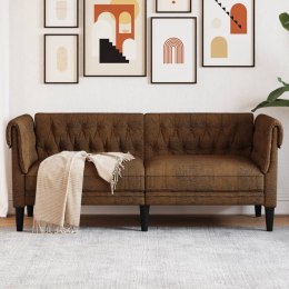 SOFA CHESTERFIELD DWUOSOBOWA BRĄZOWA OBITA TKANINĄ