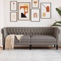 SOFA CHESTERFIELD TRZYOSOBOWA KOLOR TAUPE OBITA TKANINĄ