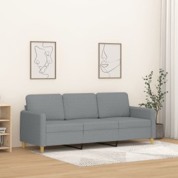 SOFA 3-OSOBOWA JASNOSZARA 180CM TAPICEROWANA TKANINĄ