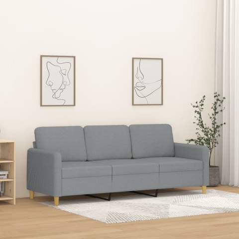 SOFA 3-OSOBOWA JASNOSZARA 180CM TAPICEROWANA TKANINĄ