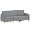 SOFA 3-OSOBOWA JASNOSZARA 180CM TAPICEROWANA TKANINĄ