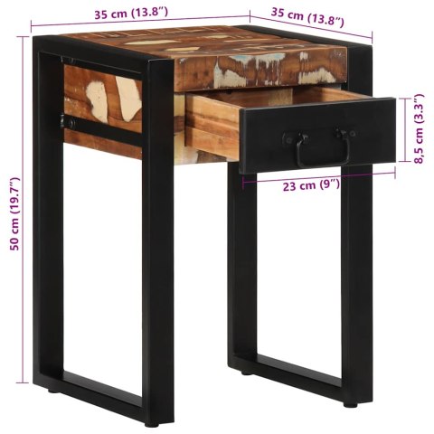 STOLIK POMOCNICZY WIELOKOLOROWY LITE DREWNO ODZYSKANE