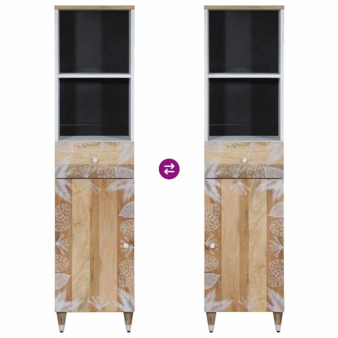 SZAFKA ŁAZIENKOWA 38X33,5X160CM LITE DREWNO MANGO