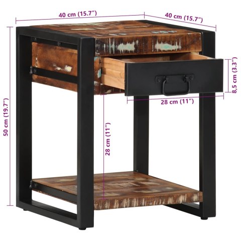 STOLIK POMOCNICZY WIELOKOLOROWY LITE DREWNO ODZYSKANE