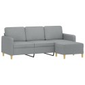 3-OSOBOWA SOFA Z PODNÓŻKIEM JASNOSZARA 180CM TKANINĄ