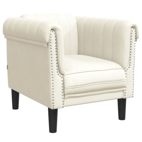 FOTEL KREMOWY TAPICEROWANY AKSAMITEM