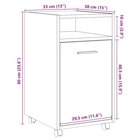 SZAFKA Z KÓŁKAMI DĄB ARTISAN 33X38X60CM