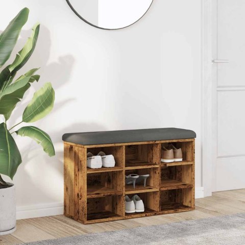 ŁAWKA NA BUTY STARE DREWNO 82X32X50CM DREWNO KLEJONE