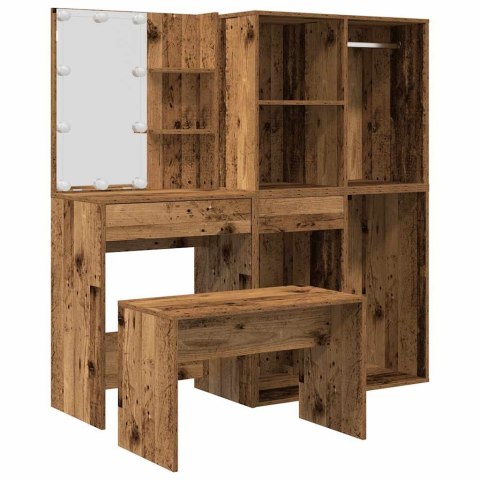 TOALETKA Z OŚWIETLENIEM LED STARE DREWNO DREWNO KLEJONE