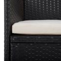 3-CZĘŚCIOWY ZESTAW MEBLI OGRODOWYCH CZARNY POLIRATTAN I AKACJA