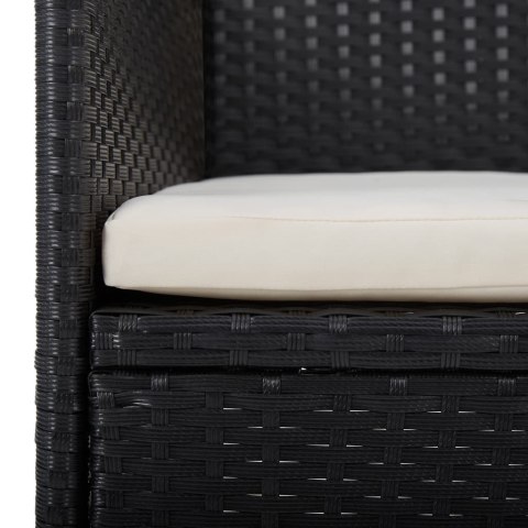 3-CZĘŚCIOWY ZESTAW MEBLI OGRODOWYCH CZARNY POLIRATTAN I AKACJA