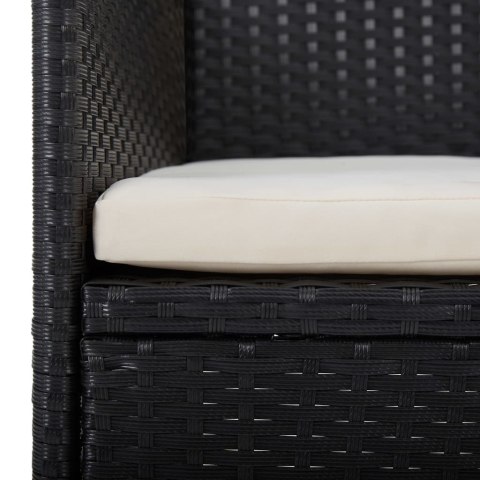 3-CZĘŚCIOWY ZESTAW MEBLI OGRODOWYCH CZARNY POLIRATTAN I SZKŁO