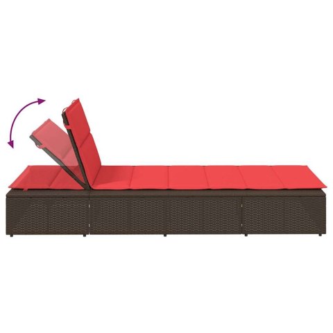 LEŻAK Z PODUSZKĄ PŁYWAJĄCĄ BRĄZOWY POLIRATTAN