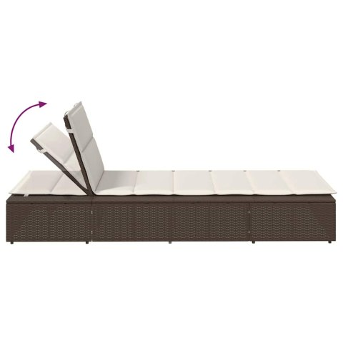 LEŻAK OGRODOWY Z PODUSZKĄ PŁYWAJĄCĄ BRĄZOWY POLIRATTAN