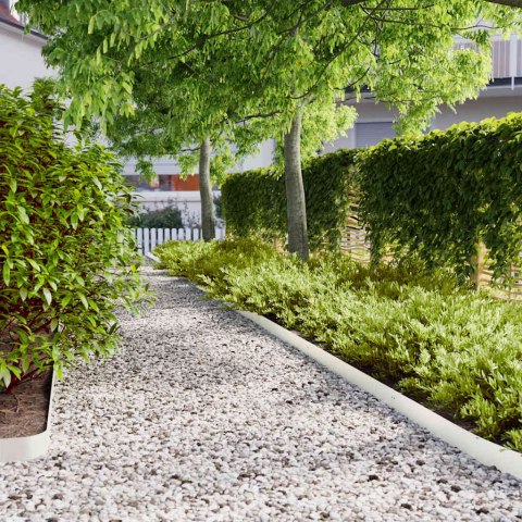 OBRZEŻA TRAWNIKOWE 50 SZT. BIAŁE STAL WALCOWANA NA ZIMNO