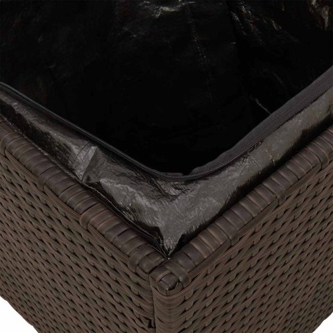 TABORETY OGRODOWE Z PODUSZKAMI 2 SZT. BRĄZOWE POLIRATTAN