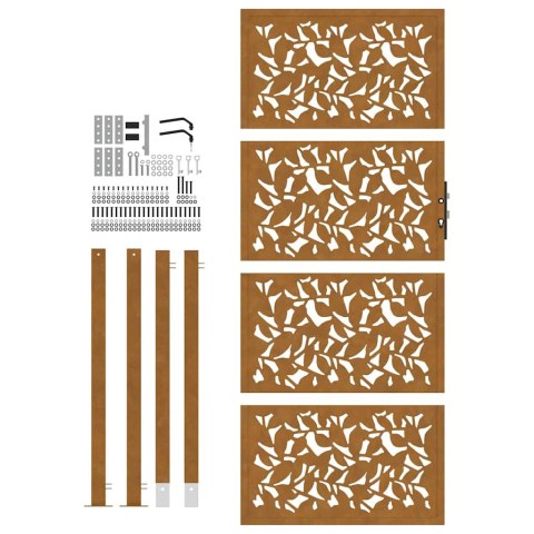 BRAMA OGRODOWA 105X205CM STAL NIERDZEWNA WZÓR LIŚCIA