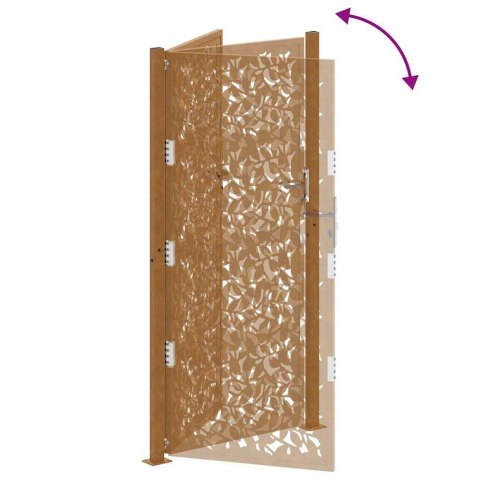 BRAMA OGRODOWA 105X205CM STAL NIERDZEWNA WZÓR LIŚCIA