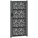 BRAMA OGRODOWA CZARNA 105X205CM STALOWY WZÓR LIŚCIA