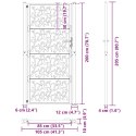 BRAMA OGRODOWA CZARNA 105X205CM STALOWY WZÓR LIŚCIA