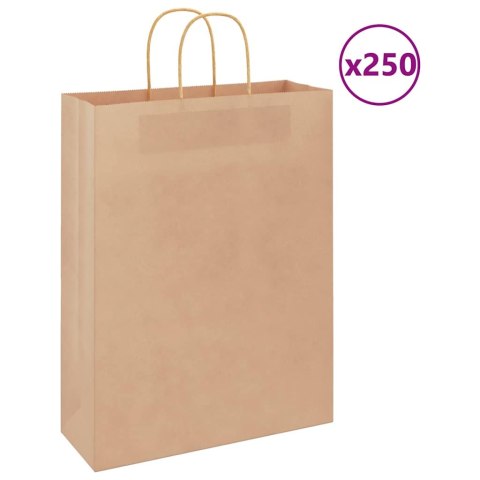 TORBA PAPIEROWA PROMOCYJNA NA PREZENT 250 SZT. BRĄZOWE 32X12X42CM