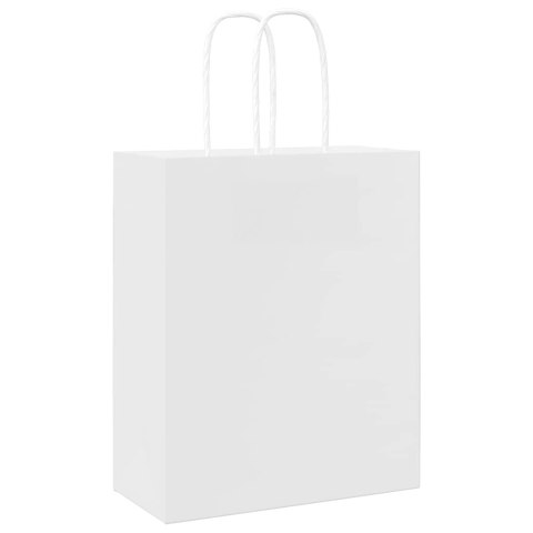 TORBA PAPIEROWA PROMOCYJNA NA PREZENT 250 SZT. BIAŁE 18X8X22CM