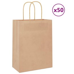 TORBA PAPIEROWA PROMOCYJNA NA PREZENT 50 SZT. BRĄZOWE 21X11X28CM