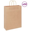 TORBA PAPIEROWA PROMOCYJNA NA PREZENT 50 SZT. BRĄZOWE 32X12X42CM